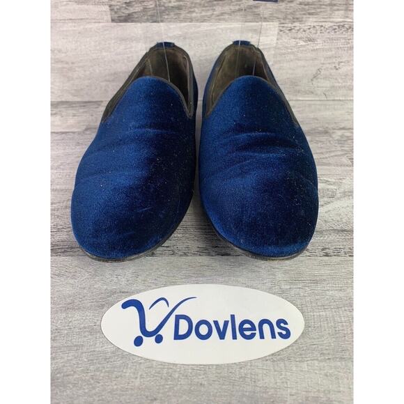 Jared Lang Italian Blue Velvet Mens Slip-On Loafers Size 8.5 - Picture 2 of 5